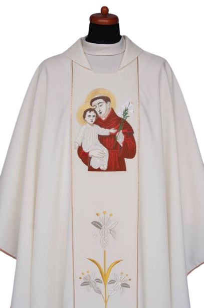 Ornat haftowany - Święty Antonii z Padwy - Ornaty z wizerunkiem świętych - zdjęcie 2 - Ornat haftowany - Święty Antonii z Padwy