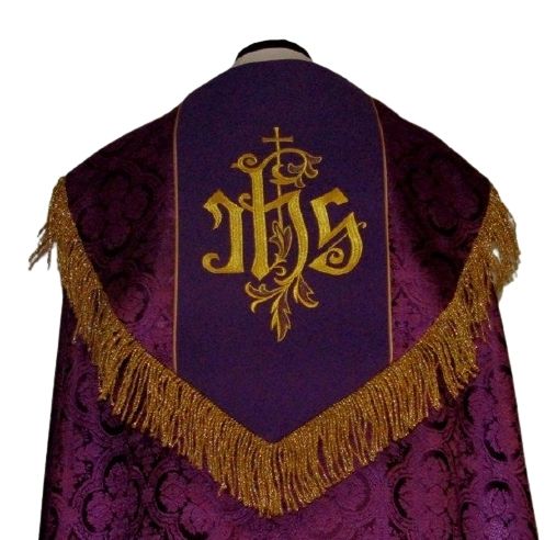 Kapa haftowana - IHS (kolory liturgiczne) - rozeta - KAPY LITURGICZNE - zdjęcie 2 - Kapa haftowana - IHS (kolory liturgiczne) - rozeta