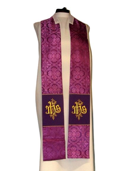 Kapa haftowana - IHS fiolet - rozeta (1) - KAPY LITURGICZNE - zdjęcie 3 - Kapa haftowana - IHS  (kolory liturgiczne) - rozeta (1)