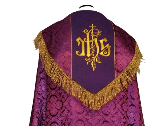 Kapa haftowana - IHS fiolet - rozeta (1) - KAPY LITURGICZNE - zdjęcie 2 - Kapa haftowana - IHS  (kolory liturgiczne) - rozeta (1)