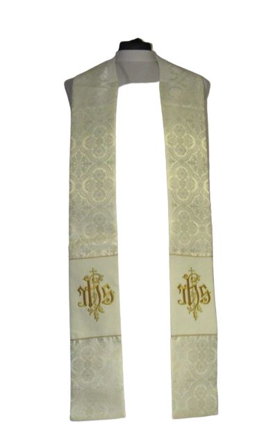 Kapa haftowana - IHS ecru - rozeta (1) - KAPY LITURGICZNE - zdjęcie 3 - Kapa haftowana - IHS ecru - rozeta (1)