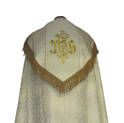 Kapa haftowana - IHS ecru - rozeta (1) - KAPY LITURGICZNE - zdjęcie 2 - Kapa haftowana - IHS ecru - rozeta (1)