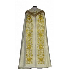 Kapa haftowana - IHS ecru - rozeta (1) - KAPY LITURGICZNE