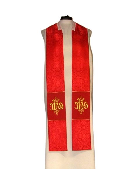 Kapa haftowana - IHS czerwona - rozeta (1) - KAPY LITURGICZNE - zdjęcie 3 - Kapa haftowana - IHS czerwona - rozeta (1)