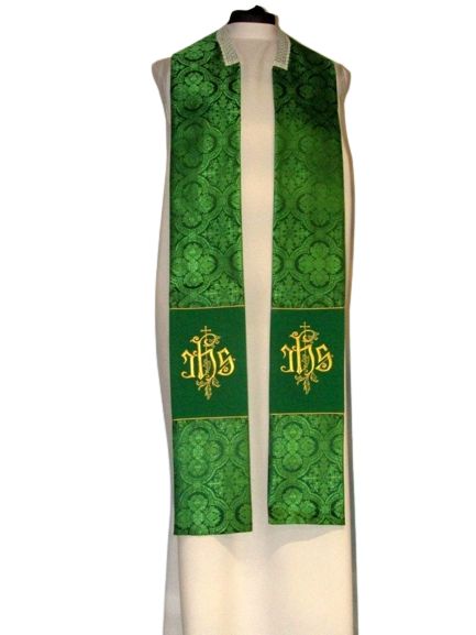 Kapa haftowana - IHS zielona - rozeta (1) - KAPY LITURGICZNE - zdjęcie 3 - Kapa haftowana - IHS zielona - rozeta (1)