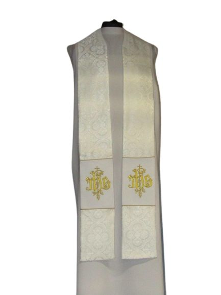 Kapa haftowana - IHS biała - rozeta (1) - KAPY LITURGICZNE - zdjęcie 3 - Kapa haftowana - IHS biała - rozeta (1)