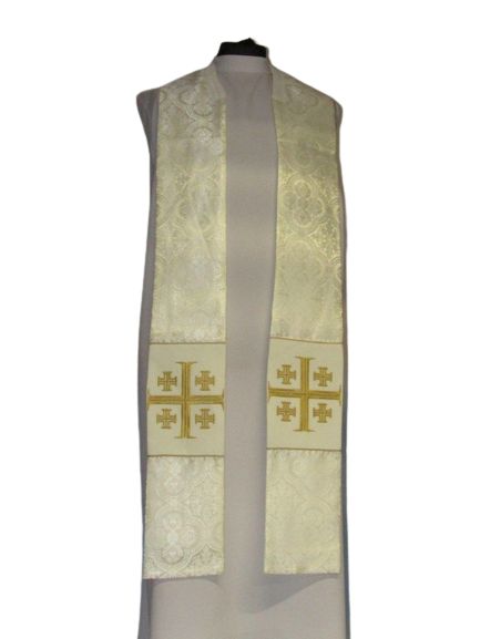 Kapa haftowana - Krzyż Jerozolimski ecru - rozeta (3) - KAPY LITURGICZNE - zdjęcie 3 - Kapa haftowana - Krzyż Jerozolimski ecru - rozeta (3)