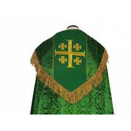 Kapa haftowana - Krzyż Jerozolimski zielona - rozeta (3) - KAPY LITURGICZNE - zdjęcie 2 - Kapa haftowana - Krzyż Jerozolimski zielona - rozeta (3)