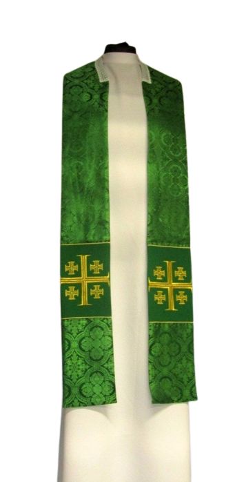 Kapa haftowana - Krzyż Jerozolimski zielona - rozeta (3) - KAPY LITURGICZNE - zdjęcie 3 - Kapa haftowana - Krzyż Jerozolimski zielona - rozeta (3)