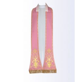 Stuła różowa lub czerwona rzymska haftowana - EUCHARYSTYCZNE