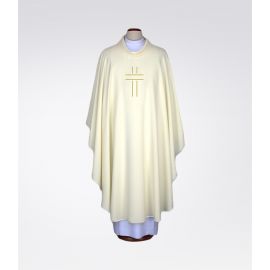 Ornat haftowany ecru - Krzyż (69) - ORNATY NA WIELKI POST