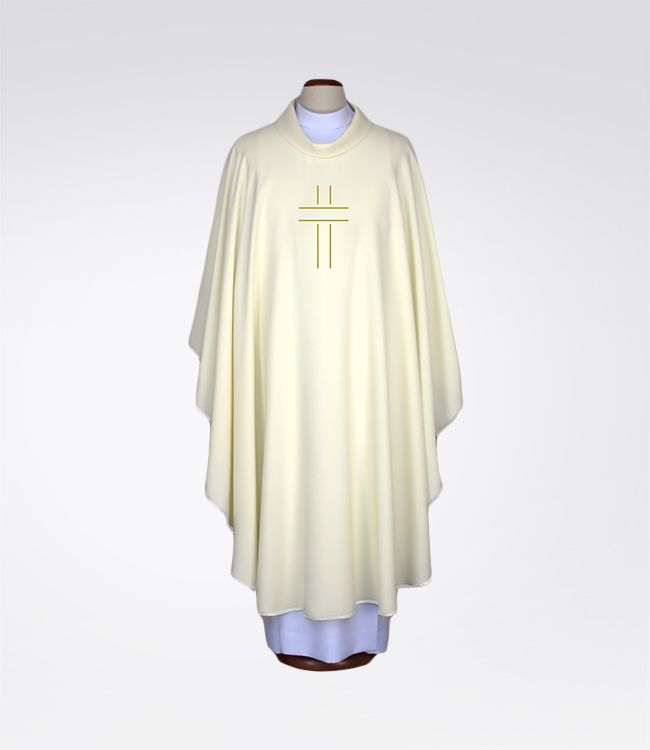 Ornat haftowany ecru - Krzyż (69) - ORNATY NA WIELKI POST - Nowość