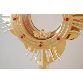 Monstrancja pozłacana, elementy srebrzone - 43 cm (S5) - MONSTRANCJE - zdjęcie 2 - Monstrancja pozłacana, elementy srebrzone - 43 cm (S5)
