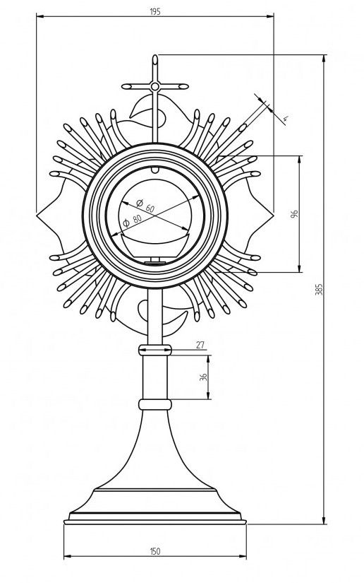 Monstrancja pozłacana, elementy srebrzone - 45 cm (S7) - MONSTRANCJE - zdjęcie 2 - Monstrancja pozłacana, elementy srebrzone - 45 cm (S7)
