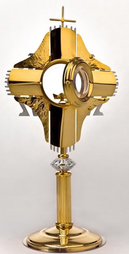 Monstrancja Alfa i Omega, pozłacana, elementy srebrzone - (S9) - MONSTRANCJE - zdjęcie 2 - Monstrancja Alfa i Omega, pozłacana, elementy srebrzone - (S9)