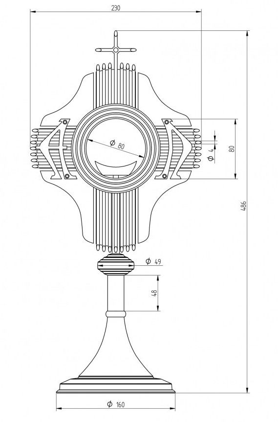 Monstrancja Alfa i Omega, pozłacana, elementy srebrzone - (S9) - MONSTRANCJE - zdjęcie 6 - Monstrancja Alfa i Omega, pozłacana, elementy srebrzone - (S9)