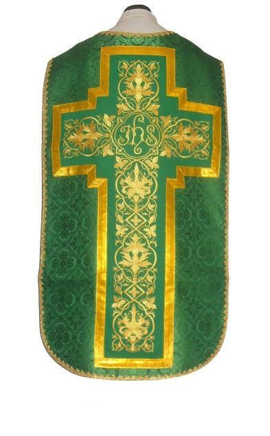 Ornat rzymski zielony, rozeta IHS  (56) - Ornaty rzymskie - Nowość