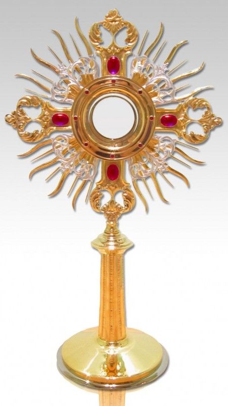 Monstrancja mosiężna, elementy srebrzone - 50 cm (S14) - MONSTRANCJE - Nowość