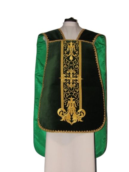 Ornat rzymski zielony aksamit (46) - Ornaty rzymskie - zdjęcie 2 - Ornat rzymski aksamit (46)