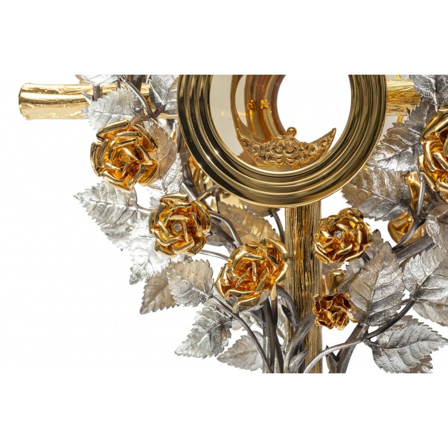 Monstrancja złocona w kształcie krzewu róży - 70 cm (S038) - MONSTRANCJE - zdjęcie 3 - Monstrancja złocona w kształcie krzewu róży - 70 cm (S038)