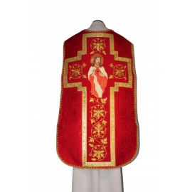 Ornat rzymski czerwony Serce Pana Jezusa (59) - Ornaty z Jezusem
