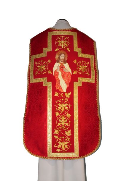 Ornat rzymski czerwony Serce Pana Jezusa (59) - Ornaty z Jezusem - Nowość