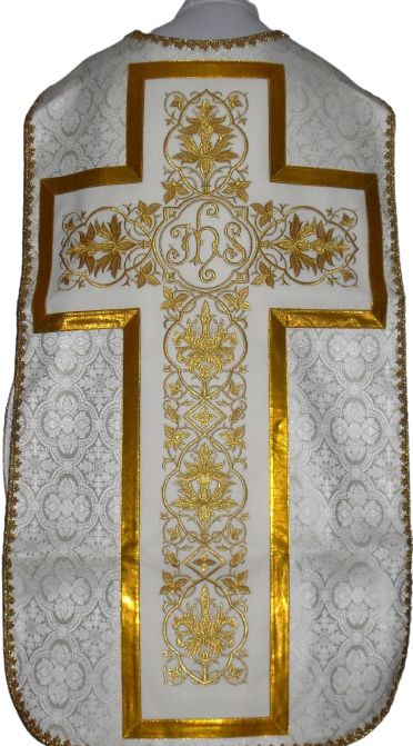 Ornat rzymski biały, rozeta IHS (58) - Ornaty rzymskie - Nowość