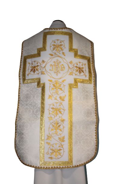 Ornat rzymski ecru, rozeta IHS (55) - Ornaty rzymskie - Nowość