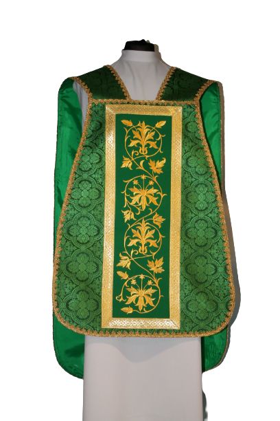 Ornat rzymski zielony, rozeta IHS (55) - Ornaty rzymskie - zdjęcie 2 - Ornat rzymski zielony, rozeta IHS (55)