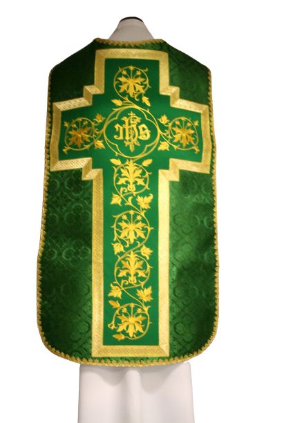 Ornat rzymski zielony, rozeta IHS (55) - Ornaty rzymskie - Nowość