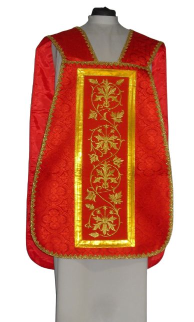 Ornat rzymski czerwony, rozeta IHS (54) - Ornaty rzymskie - zdjęcie 2 - Ornat rzymski czerwony, rozeta IHS (54)