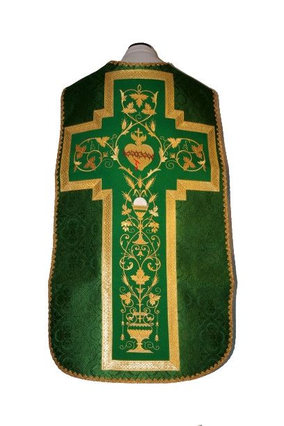 Ornat rzymski zielony Serce Pana Jezusa (50) - Ornaty z Jezusem - Nowość