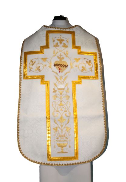 Ornat rzymski biały Serce Pana Jezusa (49) - Ornaty z Jezusem - Nowość