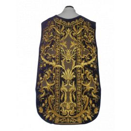 Ornat rzymski fioletowy haftowany motyw eucharystyczny, aksamit (76) - Ornaty rzymskie