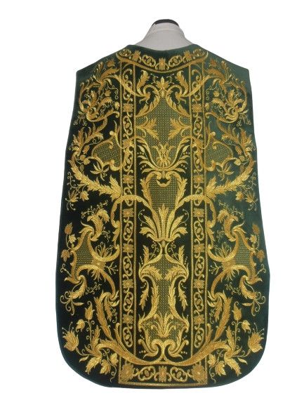 Ornat rzymski zieleń haftowany motyw eucharystyczny, aksamit (74) - Ornaty rzymskie - Nowość