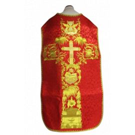 Ornat rzymski haftowany czerwony, Alfa i Omega (64) - Ornaty rzymskie