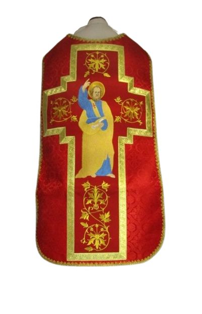 Ornat rzymski czerwony Święty Piotr (62) - Ornaty z wizerunkiem świętych - Nowość