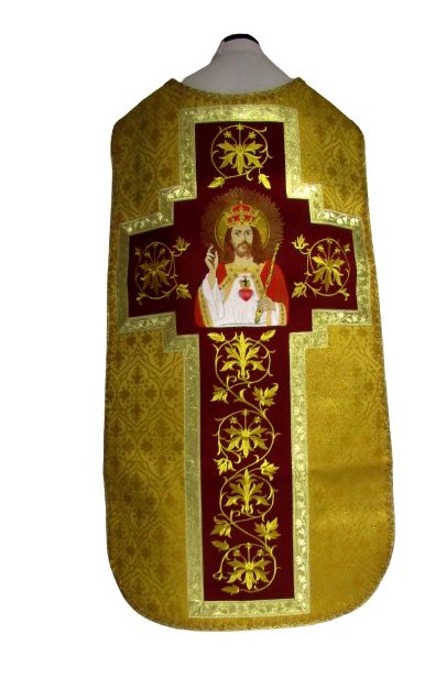 Ornat rzymski haftowany Chrystus Król - Ornaty z Jezusem - Nowość