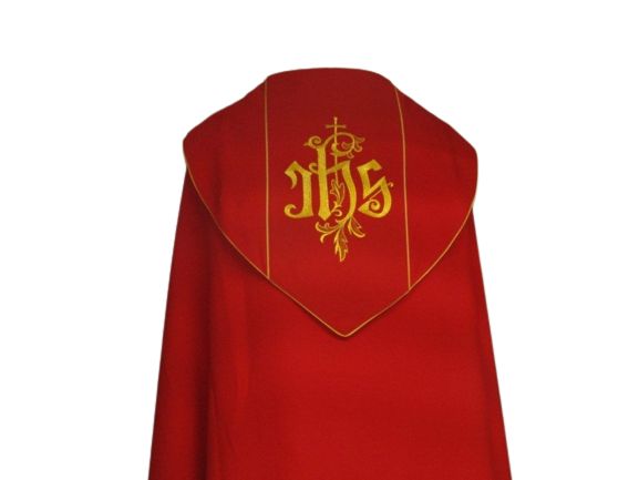 Kapa haftowana czerwona - ornament (4) - KAPY LITURGICZNE - zdjęcie 3 - Kapa haftowana czerwona - ornament (4)