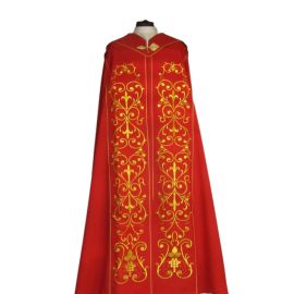 Kapa haftowana czerwona - ornament (4) - KAPY LITURGICZNE