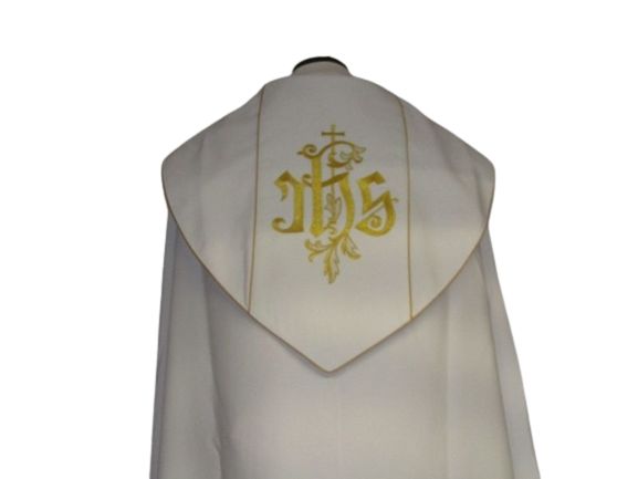 Kapa haftowana biała - ornament (4) - KAPY LITURGICZNE - zdjęcie 2 - Kapa haftowana biała - ornament (4)