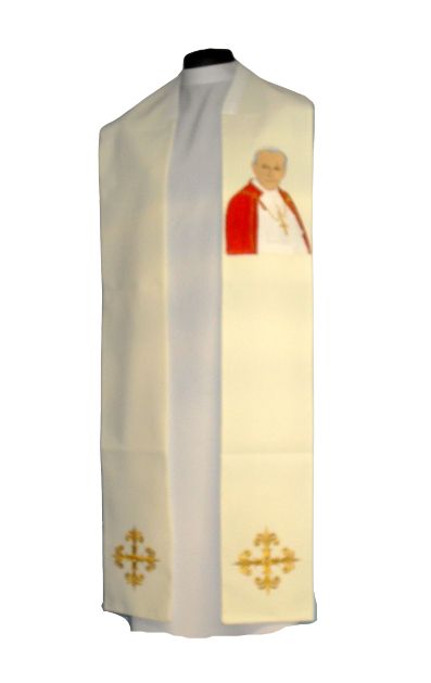 Stuła z wizerunkiem Świętego Jana Pawła II - Z POSTACIAMI - Nowość