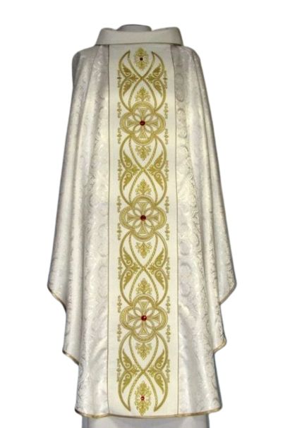 Ornat z rozetą kolor biały - pas aksamit (6) - Ornaty białe/ ecru - Nowość