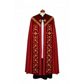 Kapa haftowana adamaszek, pasy aksamit (56) - KAPY LITURGICZNE