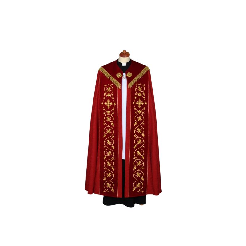 Kapa haftowana adamaszek, pasy aksamit (56) - KAPY LITURGICZNE - Kapa haftowana adamaszek, pasy aksamit (56)