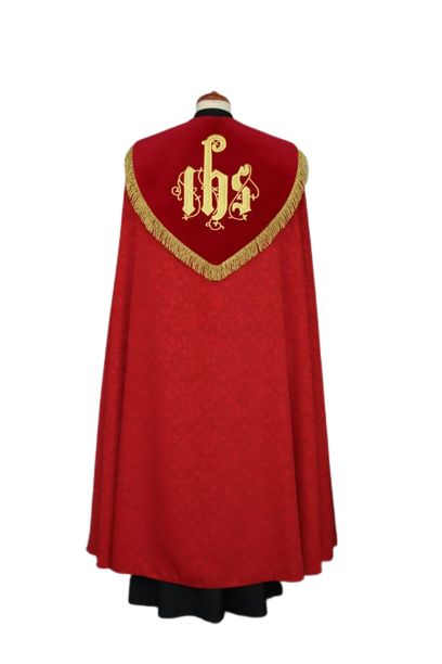 Kapa haftowana adamaszek, pasy aksamit (56) - KAPY LITURGICZNE - zdjęcie 2 - Kapa haftowana adamaszek, pasy aksamit (56)