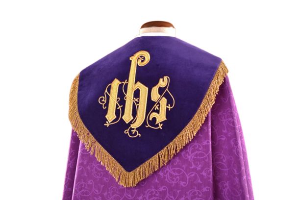 Kapa haftowana adamaszek , pasy aksamit (55) - KAPY LITURGICZNE - zdjęcie 2 - Kapa haftowana adamaszek , pasy aksamit (55)