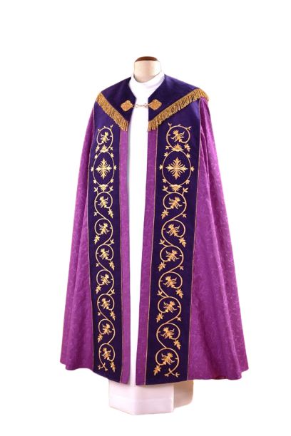 Kapa haftowana adamaszek , pasy aksamit (55) - KAPY LITURGICZNE - Nowość