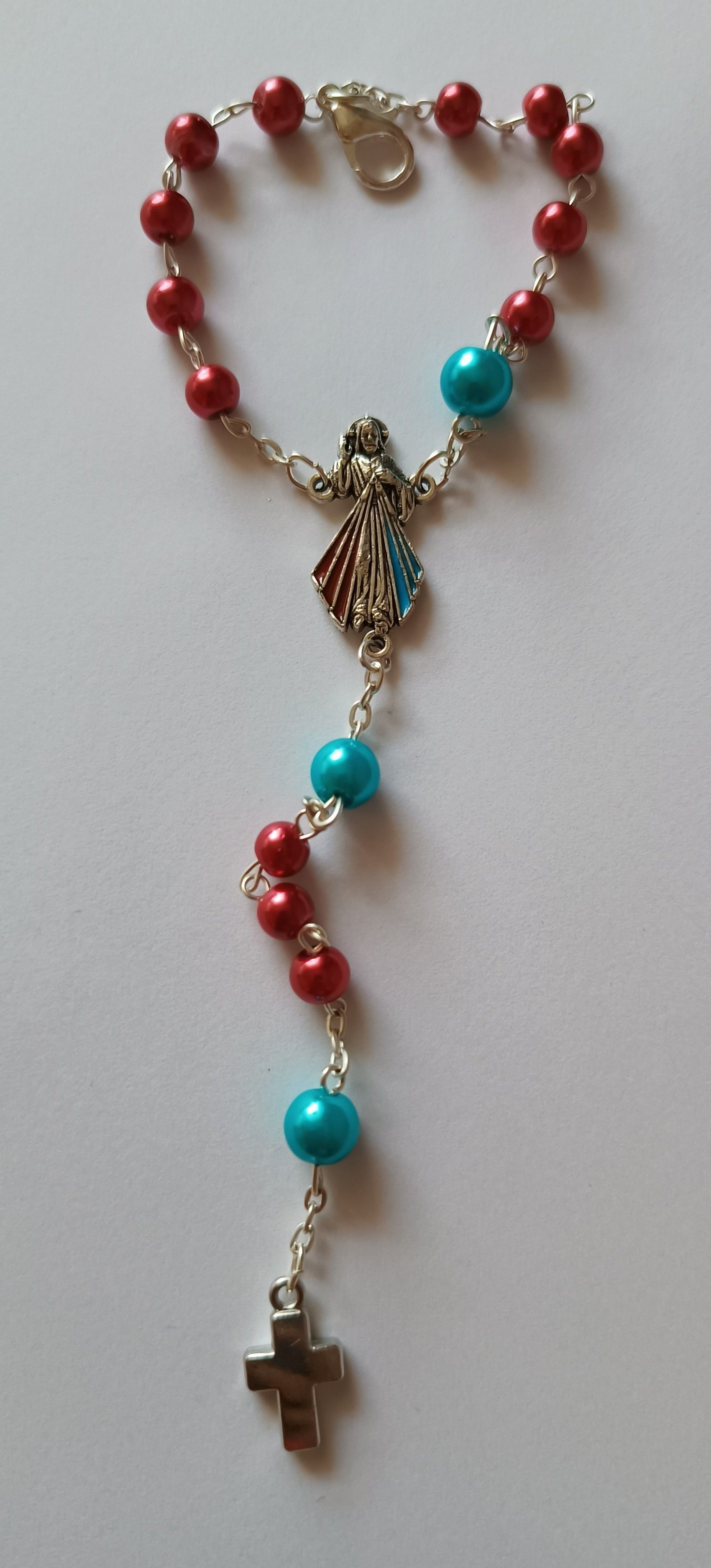 Dziesiątek różańca Jezus Miłosierny (plastik - 8 mm) - DEWOCJONALIA