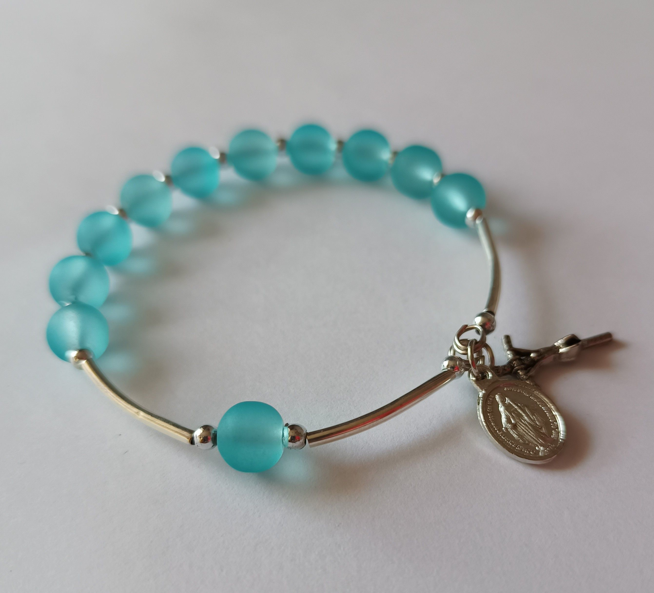 Bransoletka - dziesiątek różańca, niebieska (1A) - RÓŻAŃCE, KORONKI, TAJEMNICE RÓŻAŃCOWE